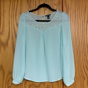 Blue & Gold Chiffon Top with Matching Accessories